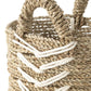 J-Line Set of 2 White & Natural Chevron Raffia Baskets