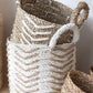 J-Line Set of 2 White & Natural Chevron Raffia Baskets