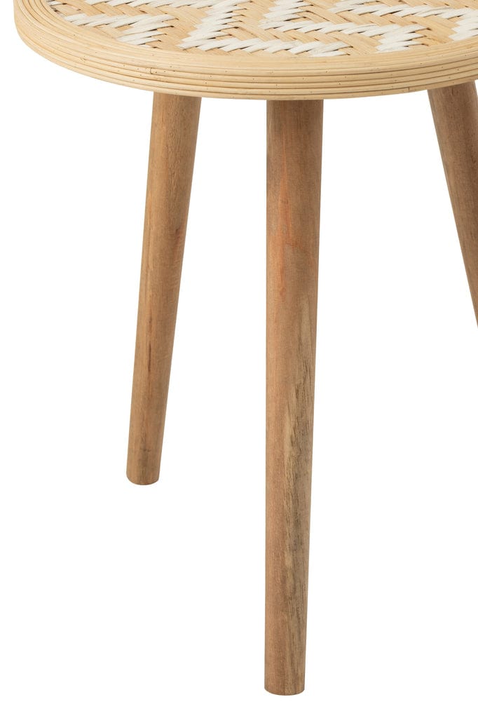 J-Line Set of 3 Side Tables – Bamboo & Wood, Natural/White Finish