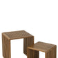 Set of 2 recycled teak cube coffee tables with natural finish.