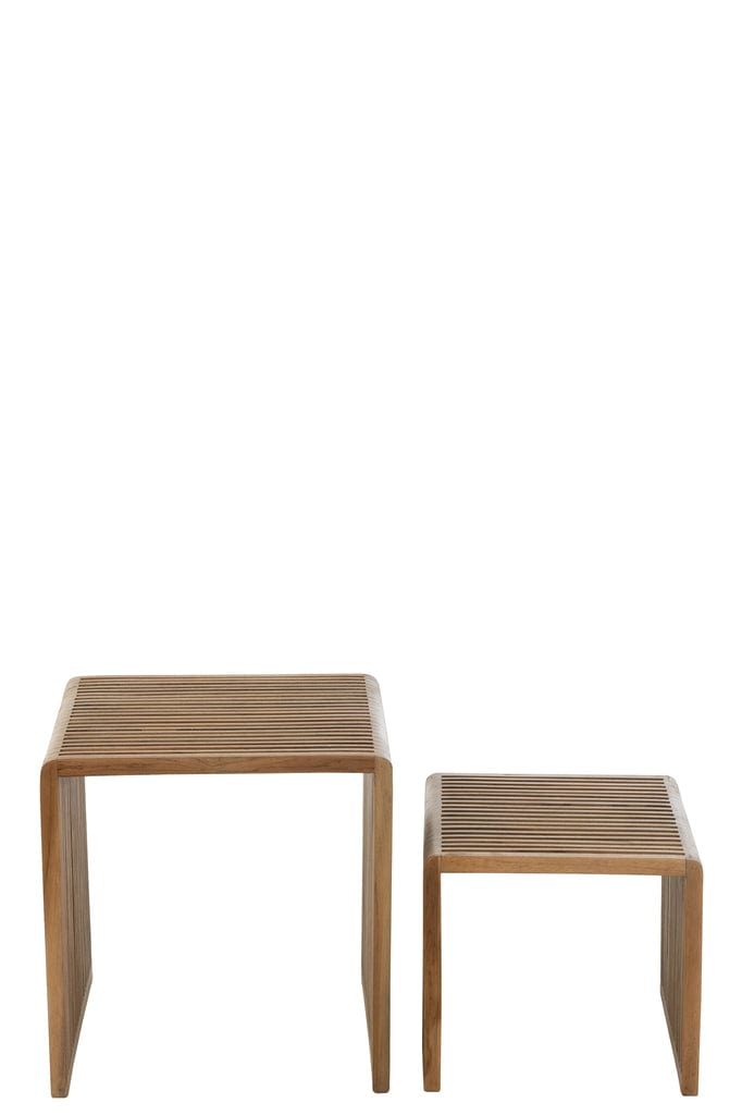 J-Line Set of 2 Recycled Teak Cube Coffee Tables – Natural Finish