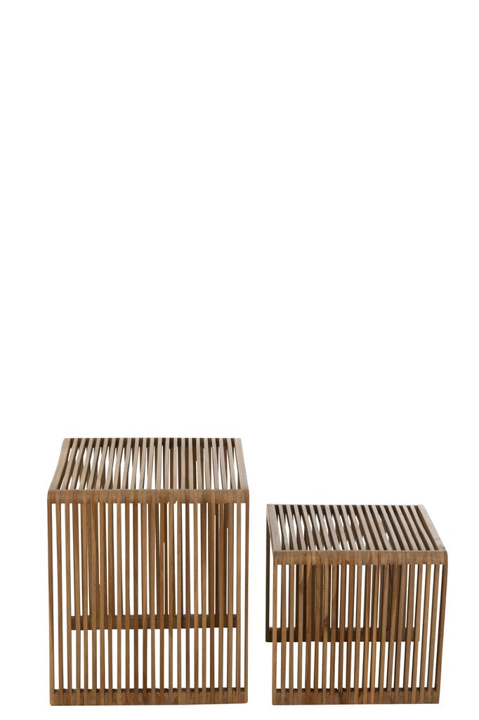 J-Line Set of 2 Recycled Teak Cube Coffee Tables – Natural Finish