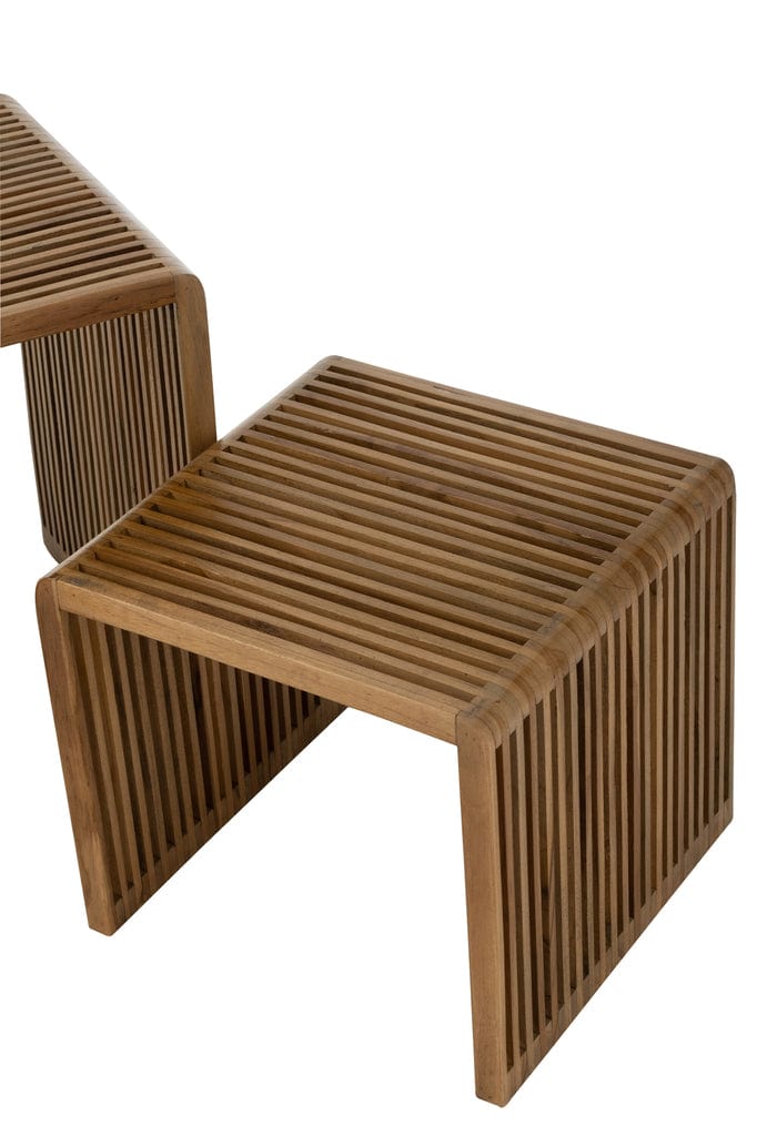 J-Line Set of 2 Recycled Teak Cube Coffee Tables – Natural Finish