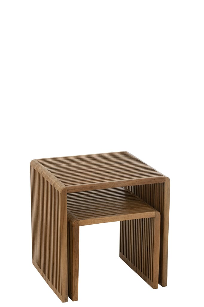 J-Line Set of 2 Recycled Teak Cube Coffee Tables – Natural Finish