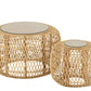 "Set of 2 side tables in bamboo and fir wood with natural finish."