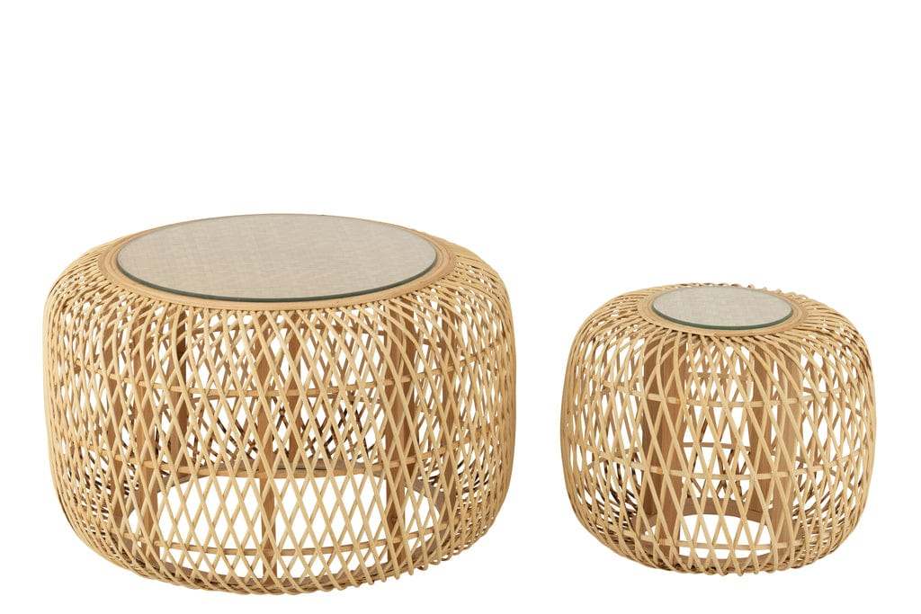 J-Line Set of 2 Side Tables – Africa Collection, Bamboo & Fir Wood, Natural