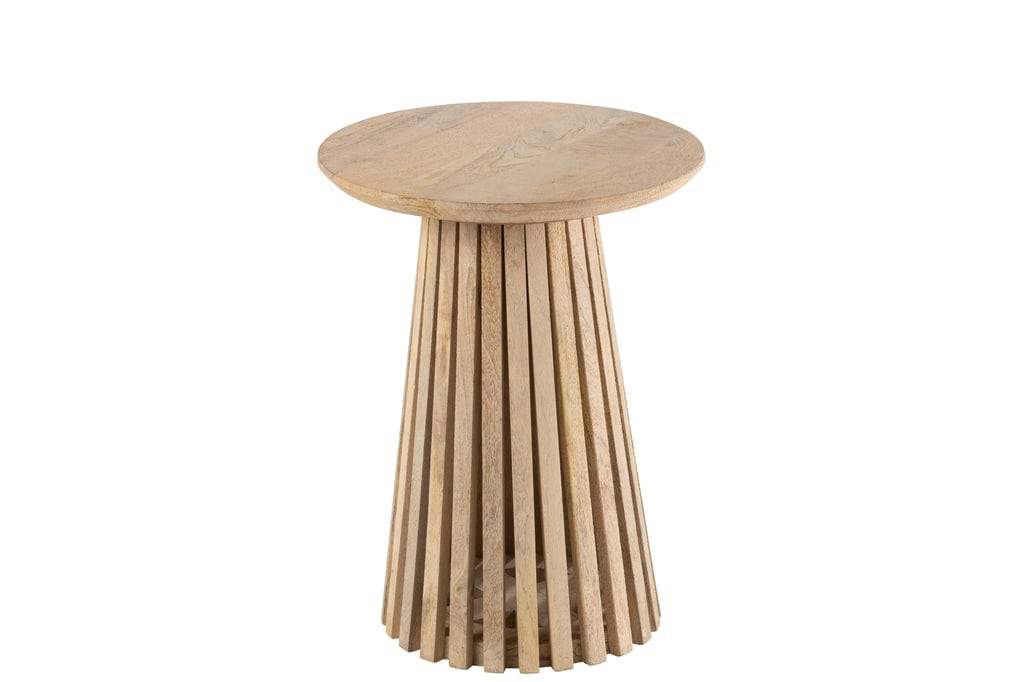  Vincent Side Table, 40x52.5cm natural mango wood, sturdy metal frame, compact design.