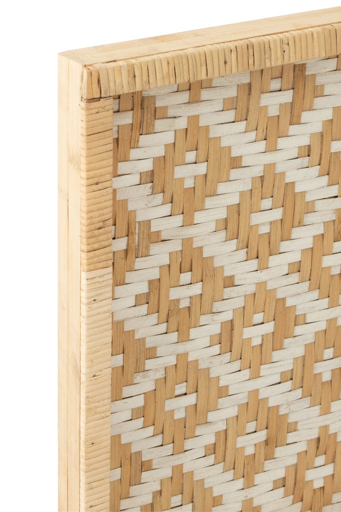 J-Line Square Rattan Tray – Natural with White Pattern 51x51cm