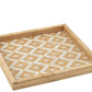 J-Line Square Rattan Tray – Natural with White Pattern 51x51cm