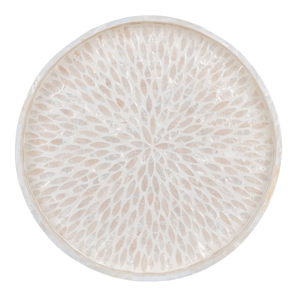 Bamboo and capiz serving tray beige, 40x40x3.5 cm, elegant design.